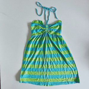 PINK Victoria's Secret Swim Cover-Up Green & Blue Striped Size Small